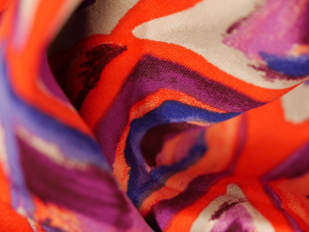 Satin Viscose Fabric - Abstract Diamonds