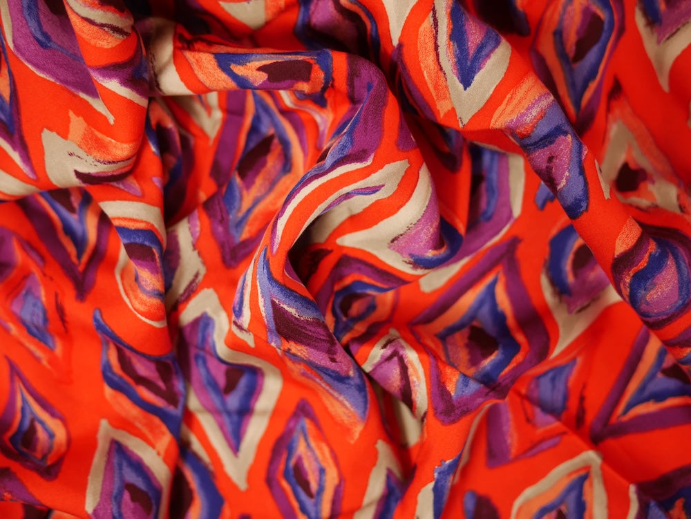 Satin Viscose Fabric - Abstract Diamonds