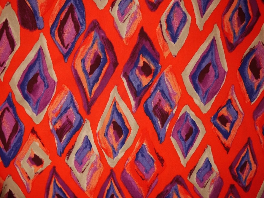 Satin Viscose Fabric - Abstract Diamonds