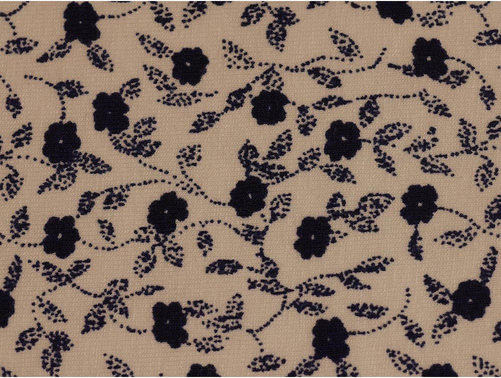 Printed Viscose Jersey Fabric -Navy Flower Garden
