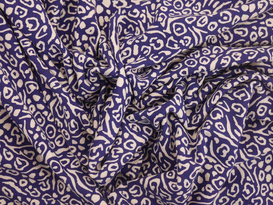 Printed Viscose Jersey Fabric - Navy Animal Print