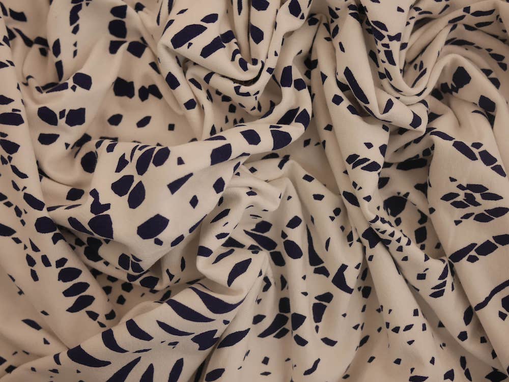 Printed Viscose jersey Fabric - Navy leopard Print
