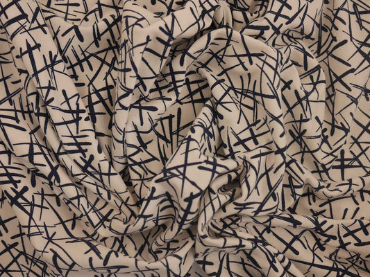 Printed Viscose Jersey Fabric - Navy Marker print