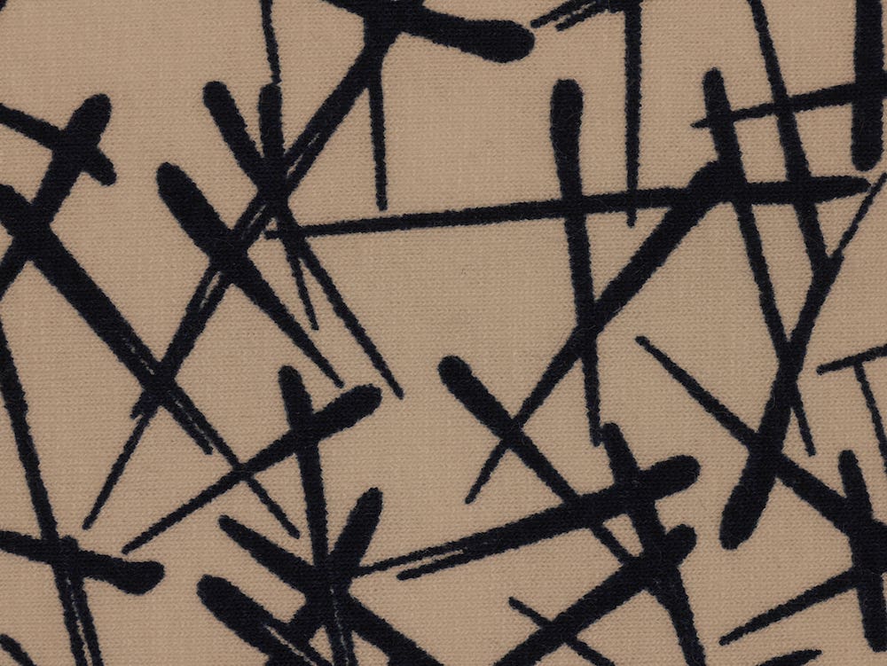 Printed Viscose Jersey Fabric - Navy Marker print