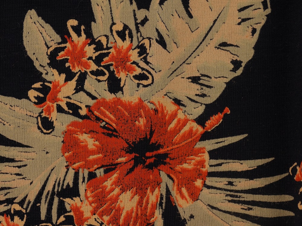 Printed Viscose Jersey Fabric - Deep Ocean Orchid