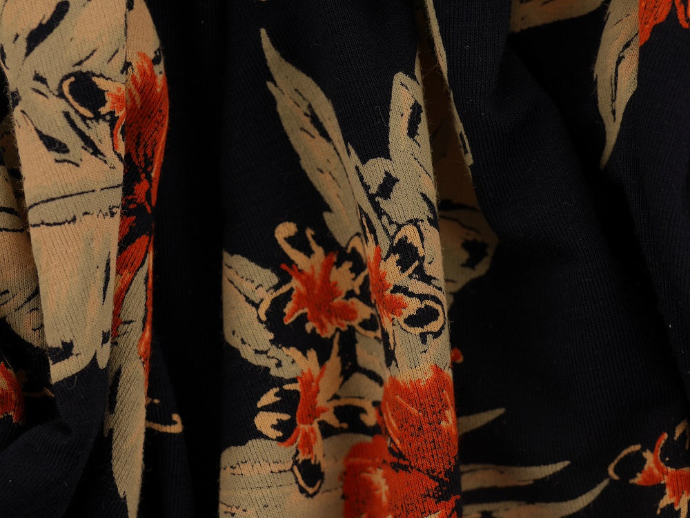 Printed Viscose Jersey Fabric - Deep Ocean Orchid