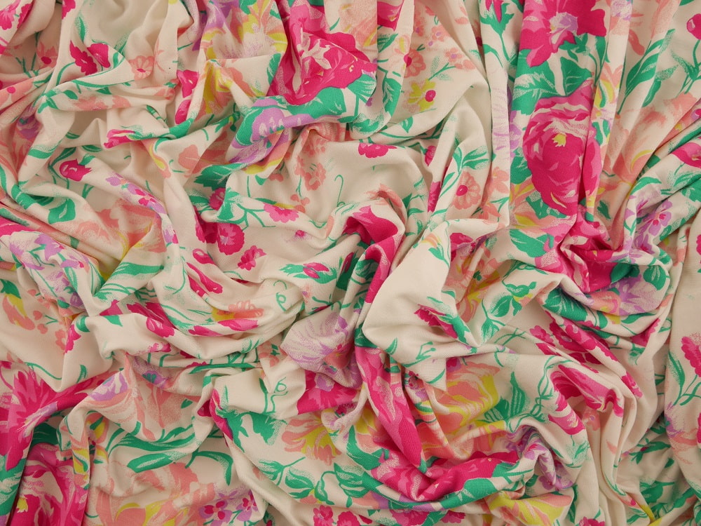 Printed Viscose Jersey Fabric - Pink Bouquet