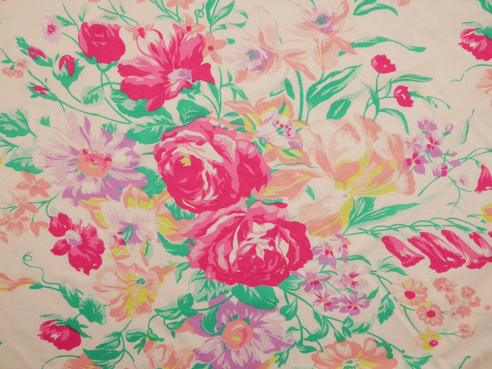 Printed Viscose Jersey Fabric - Pink Bouquet