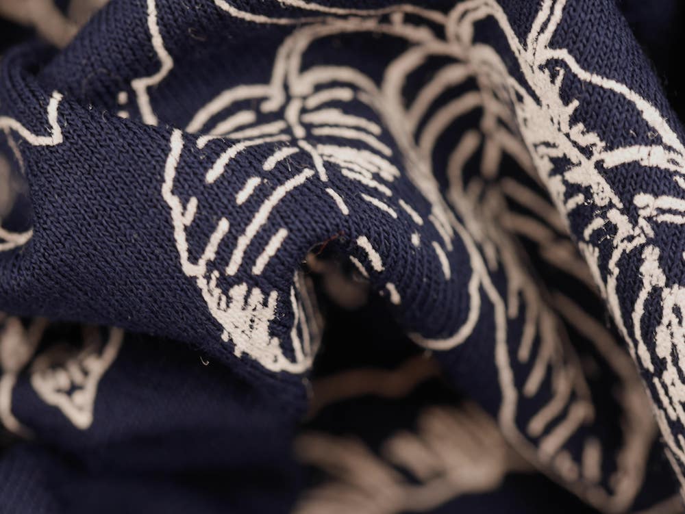 Printed Viscose Jersey Fabric - White Line Drawn Floral Print