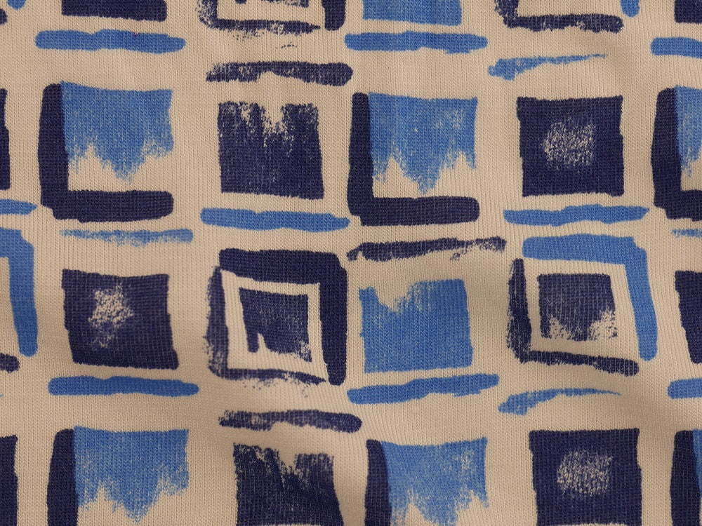 Printed Viscose Jersey Fabric - Rain Blocks