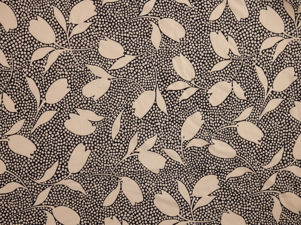 Printed Viscose Jersey Fabric - White Leaves