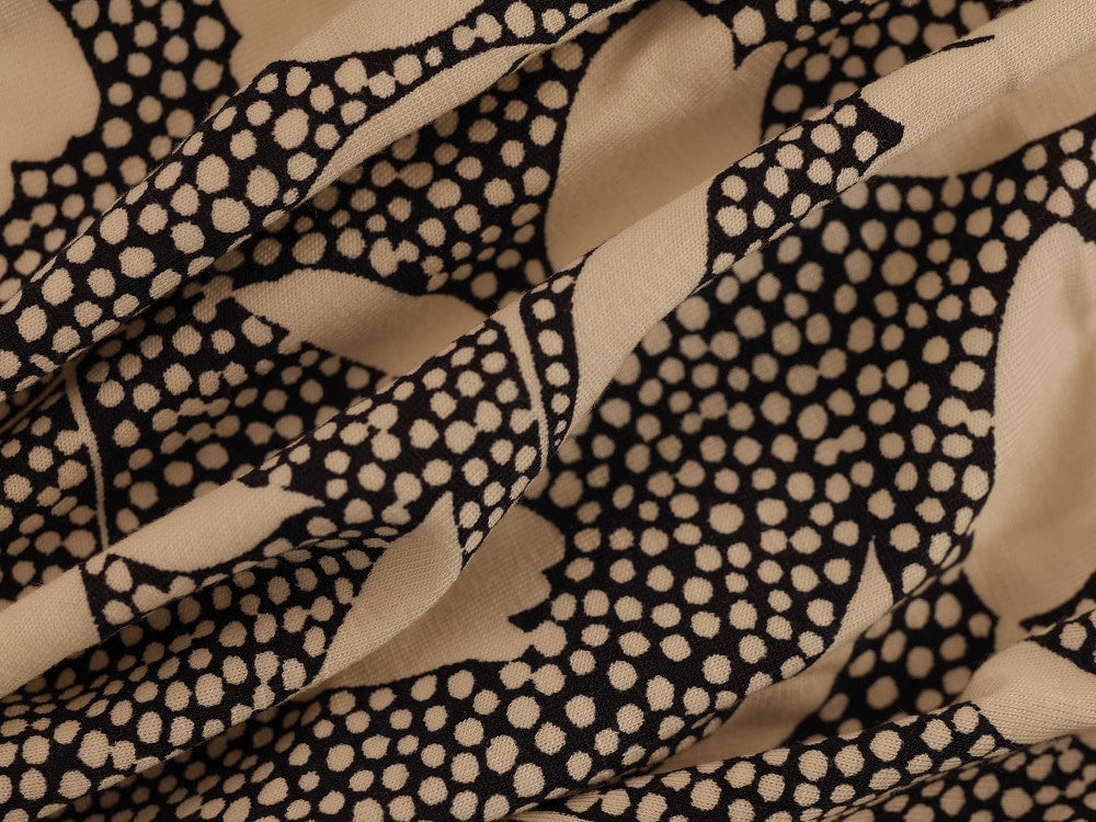 Printed Viscose Jersey Fabric - White Leaves