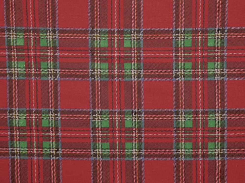 Printed Viscose Jersey Fabric - Burgundy Tartan