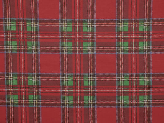 Printed Viscose Jersey Fabric - Burgundy Tartan