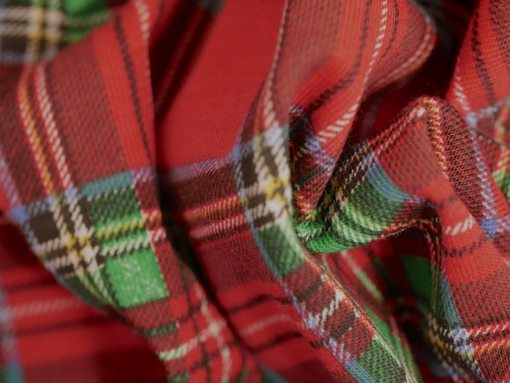 Printed Viscose Jersey Fabric - Burgundy Tartan