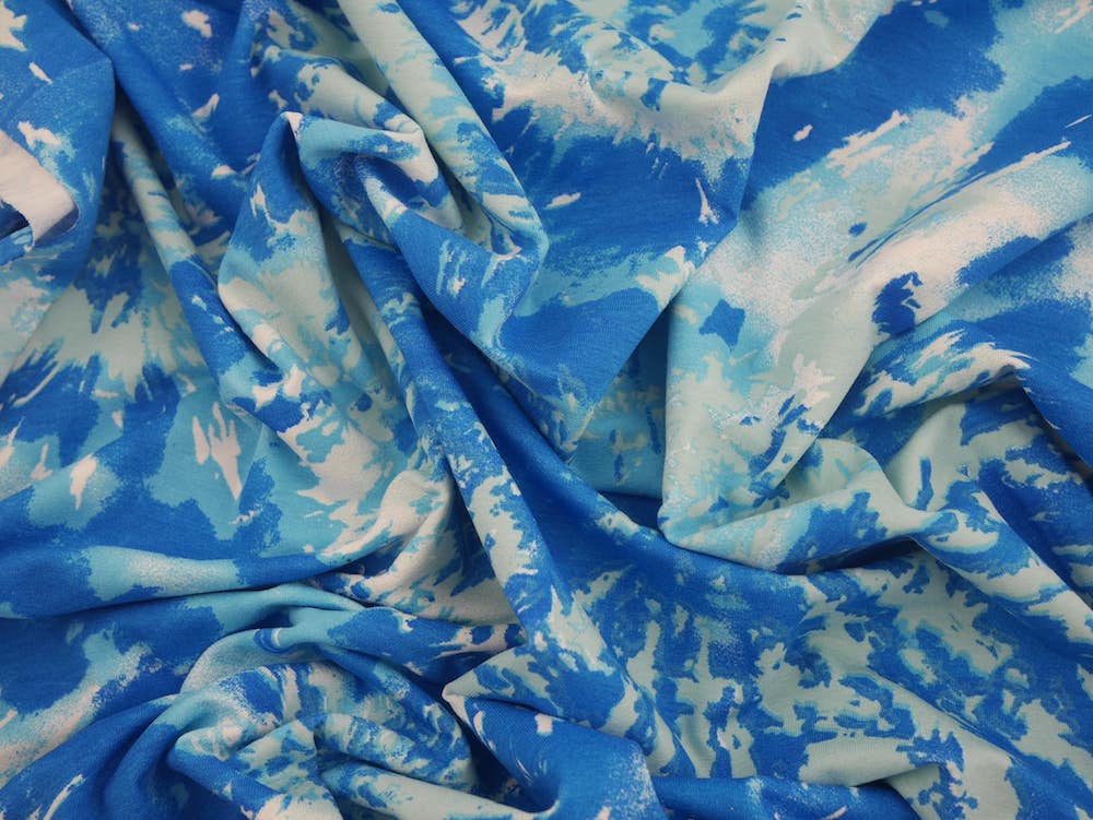 Printed Viscose Jersey Fabric - Water Splash Print