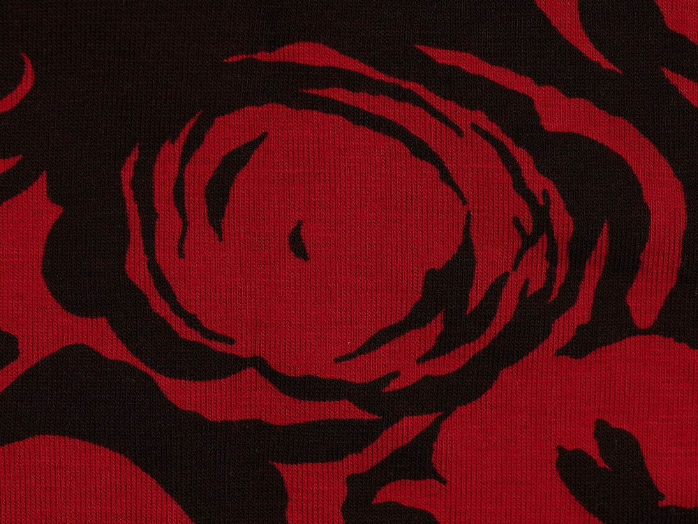 Printed Viscose Jersey Fabric - Red Flowers