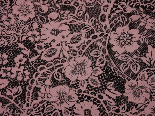 Printed Viscose Jersey Fabric - Black On Pink