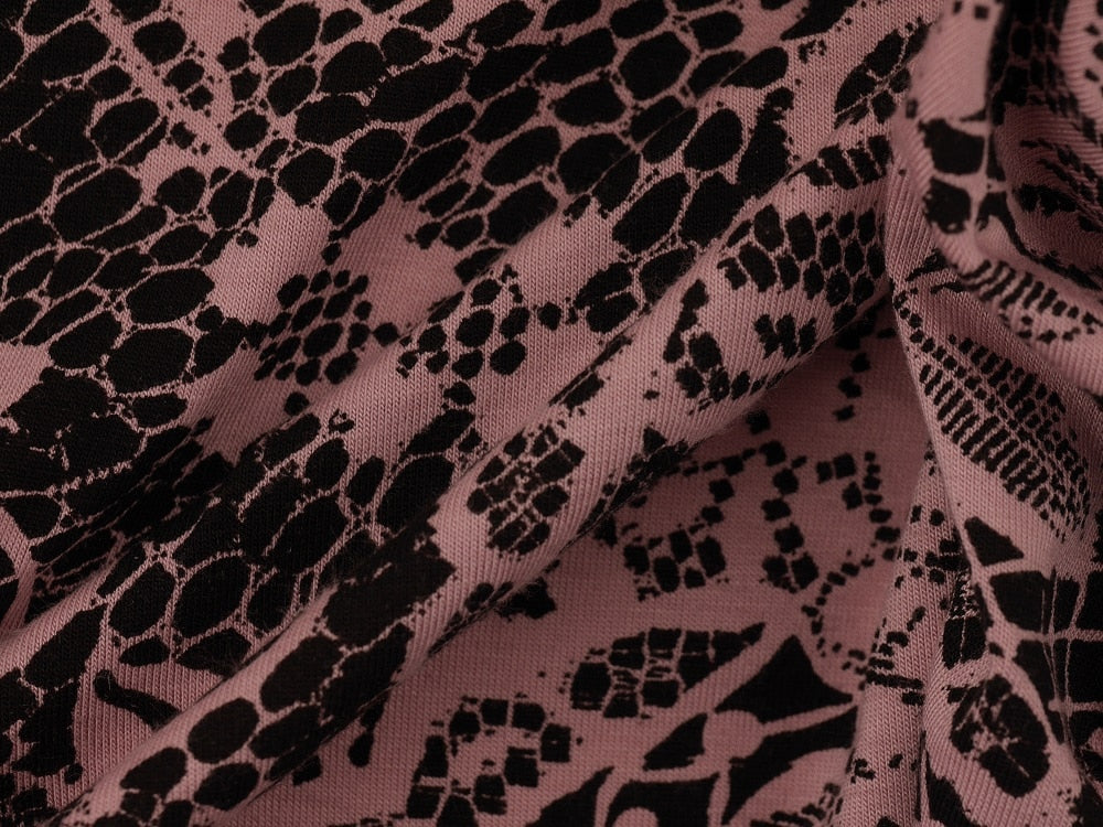Printed Viscose Jersey Fabric - Black On Pink