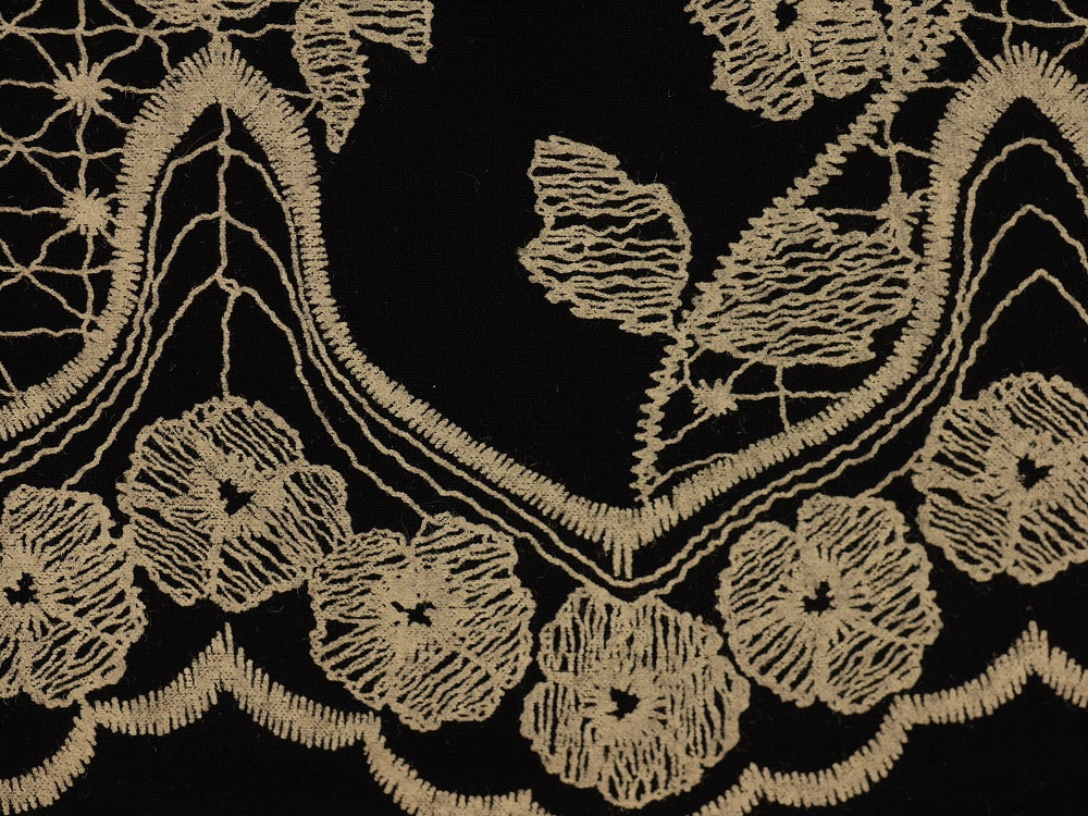 Printed Viscose Jersey Fabric - Cream Mirror Border On Black