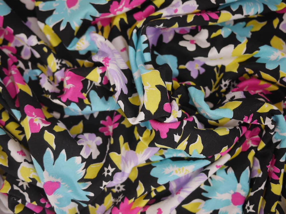 Printed Viscose Jersey Fabric - Flower Valley