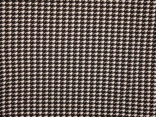 Printed Viscose Jersey Fabric - Black and White Dogtooth