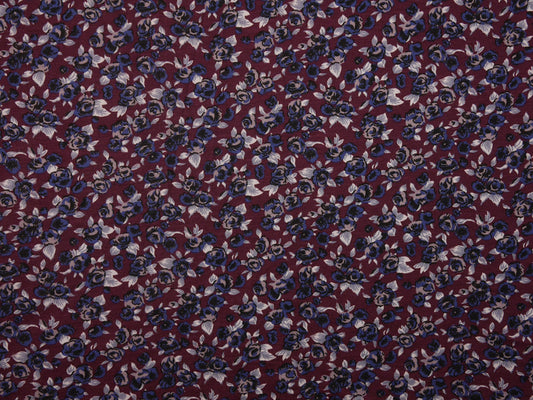 Printed Viscose Jersey Fabric - Ditsy Plum Floral Print