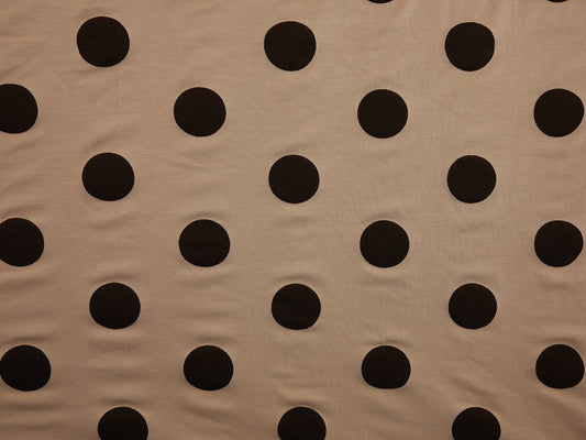 Printed Viscose Jersey Fabric - Large Black Spot On Silver