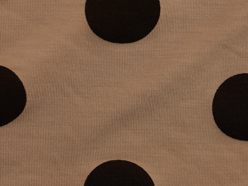 Printed Viscose Jersey Fabric - Large Black Spot On Silver