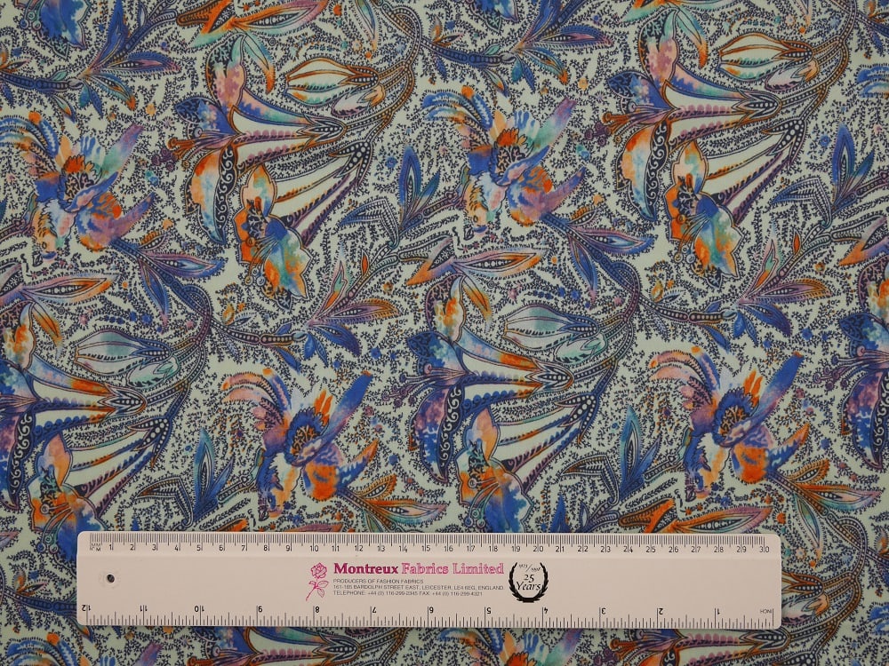 Single Jersey Printed Fabric - Abstract Foxglove