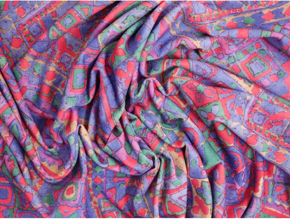 Single Jersey Printed Fabric - Purple Geometric