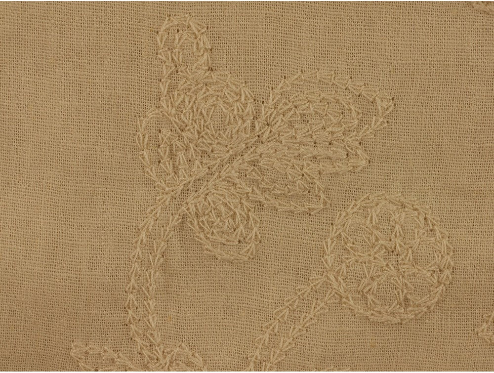 Embroidered linen Fabric - Stone