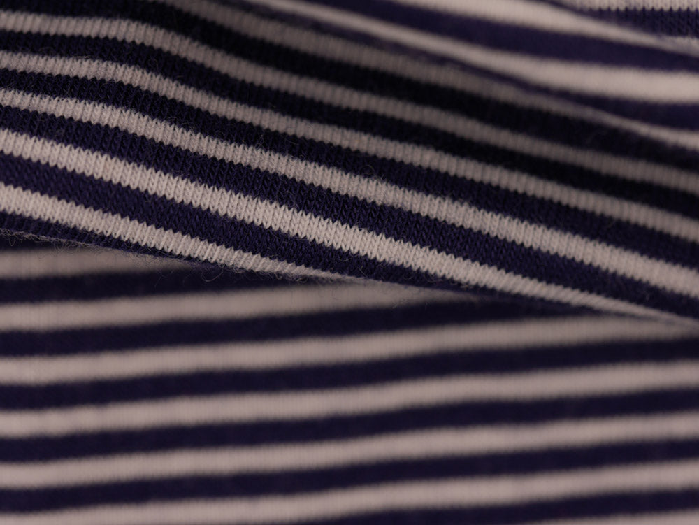Single Jersey Fine Stripe Fabric - Navy/White