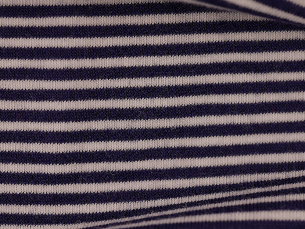 Single Jersey Fine Stripe Fabric - Navy/White
