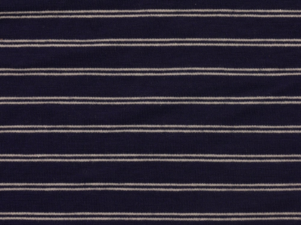 Single Jersey Stripe Fabric - Navy/White