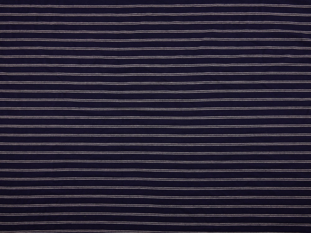 Single Jersey Stripe Fabric - Navy/White