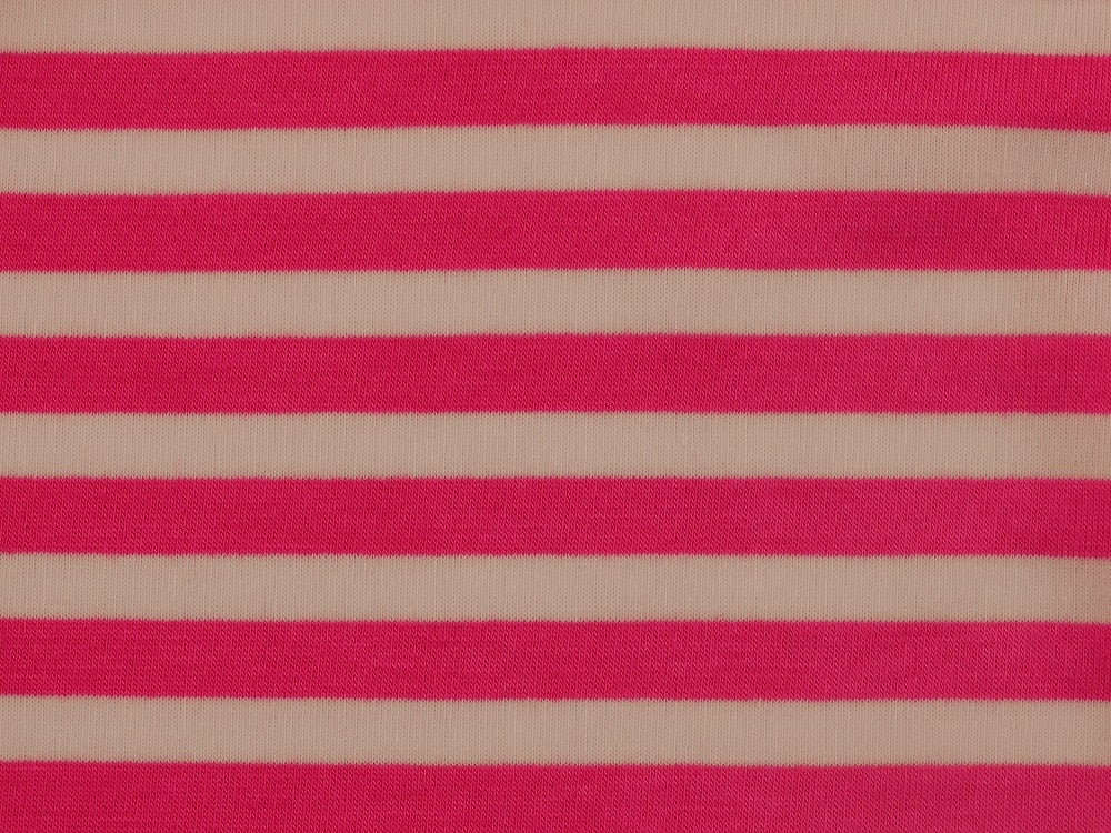 Single Jersey Stripe Fabric - cerise/white