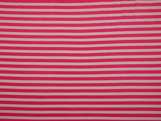 Single Jersey Stripe Fabric - cerise/white