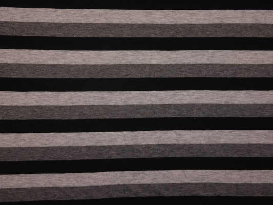Single Jersey Stripe Fabric - Black/Grey