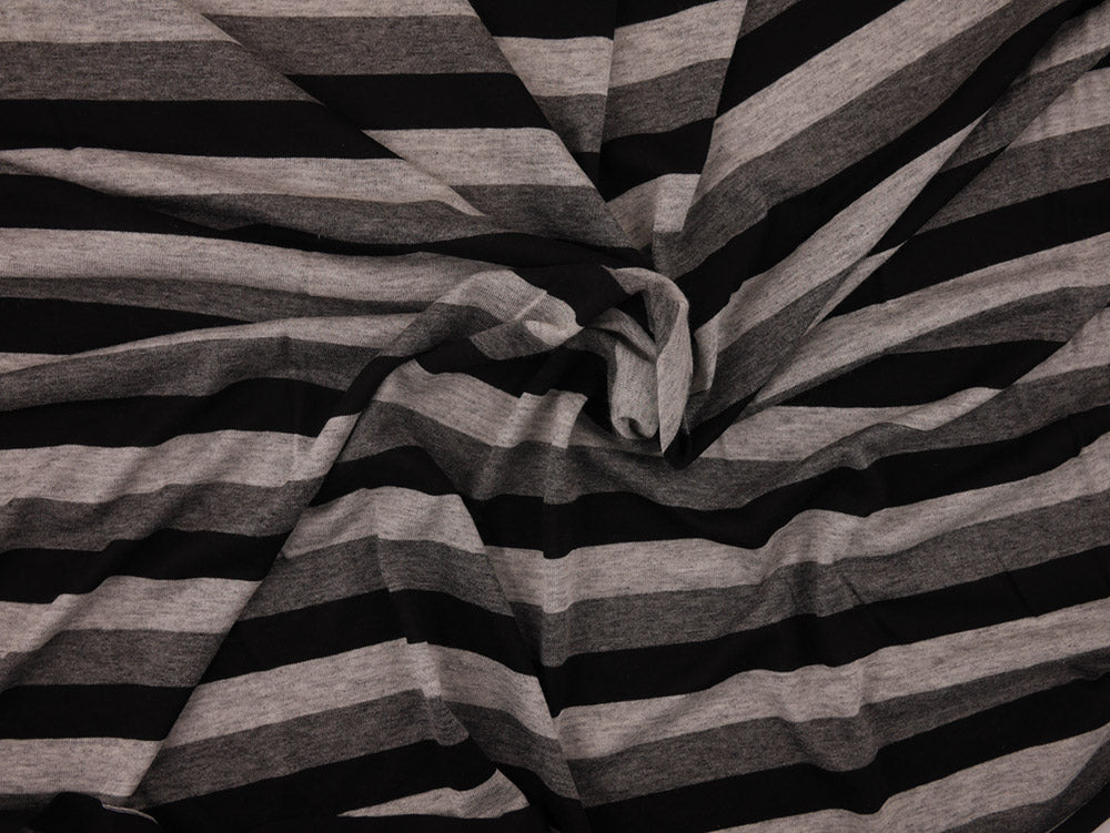 Single Jersey Stripe Fabric - Black/Grey