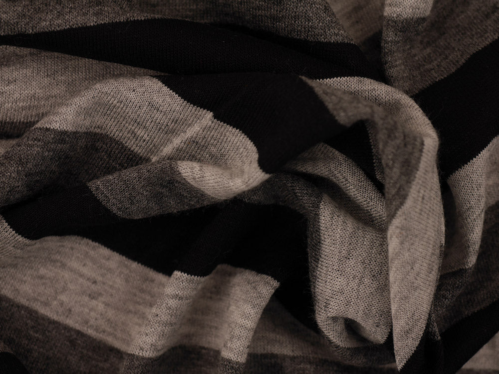 Single Jersey Stripe Fabric - Black/Grey