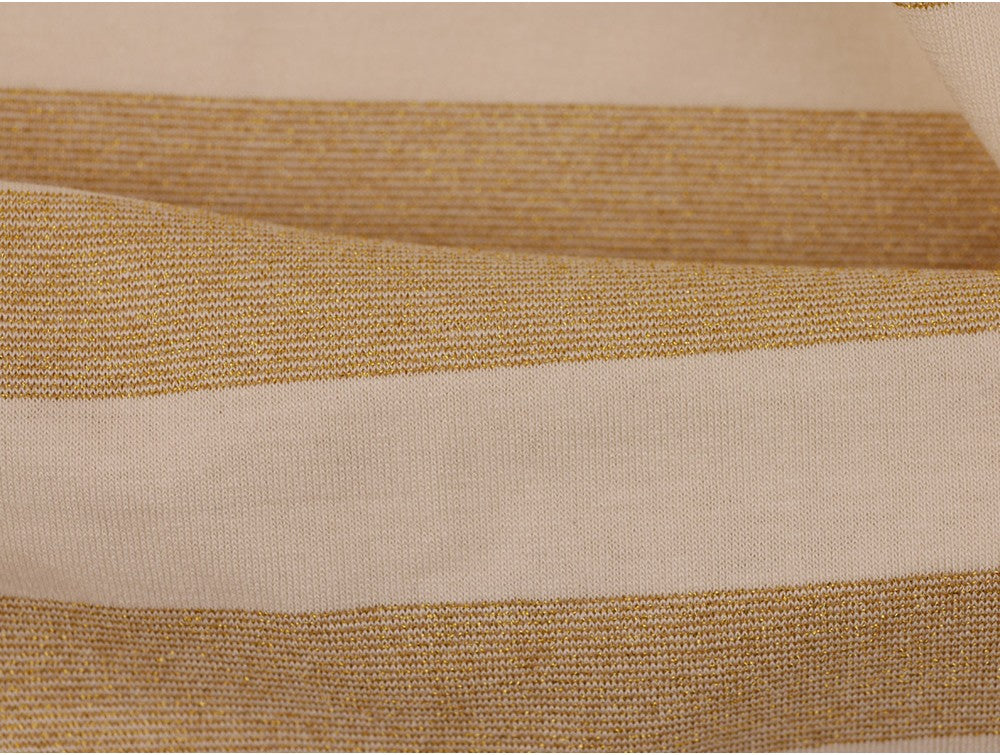 Single Jersey Stripe Fabric - Gold/Cream