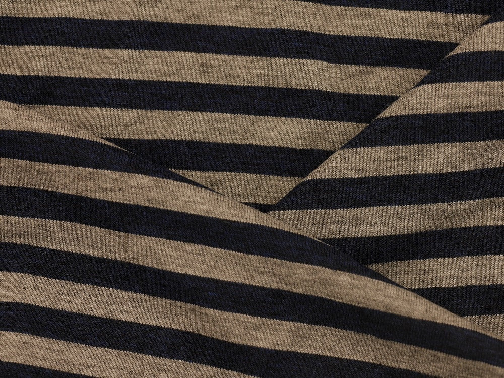 Single jersey Stripe Fabric - Navy/Grey