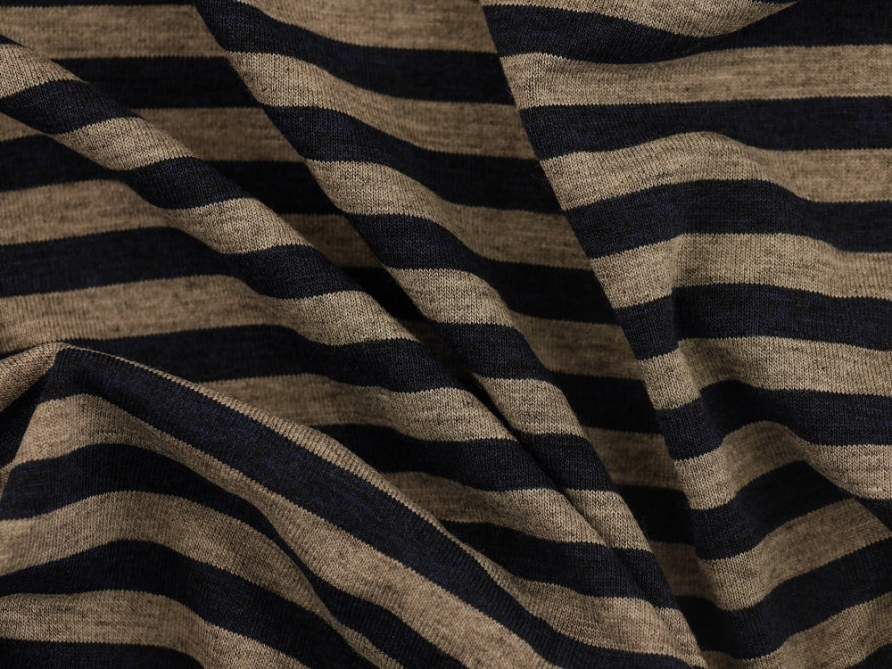 Single jersey Stripe Fabric - Navy/Grey