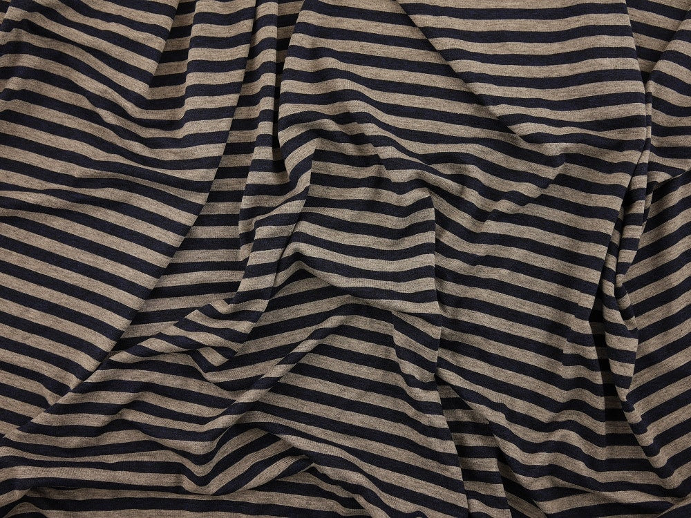 Single jersey Stripe Fabric - Navy/Grey