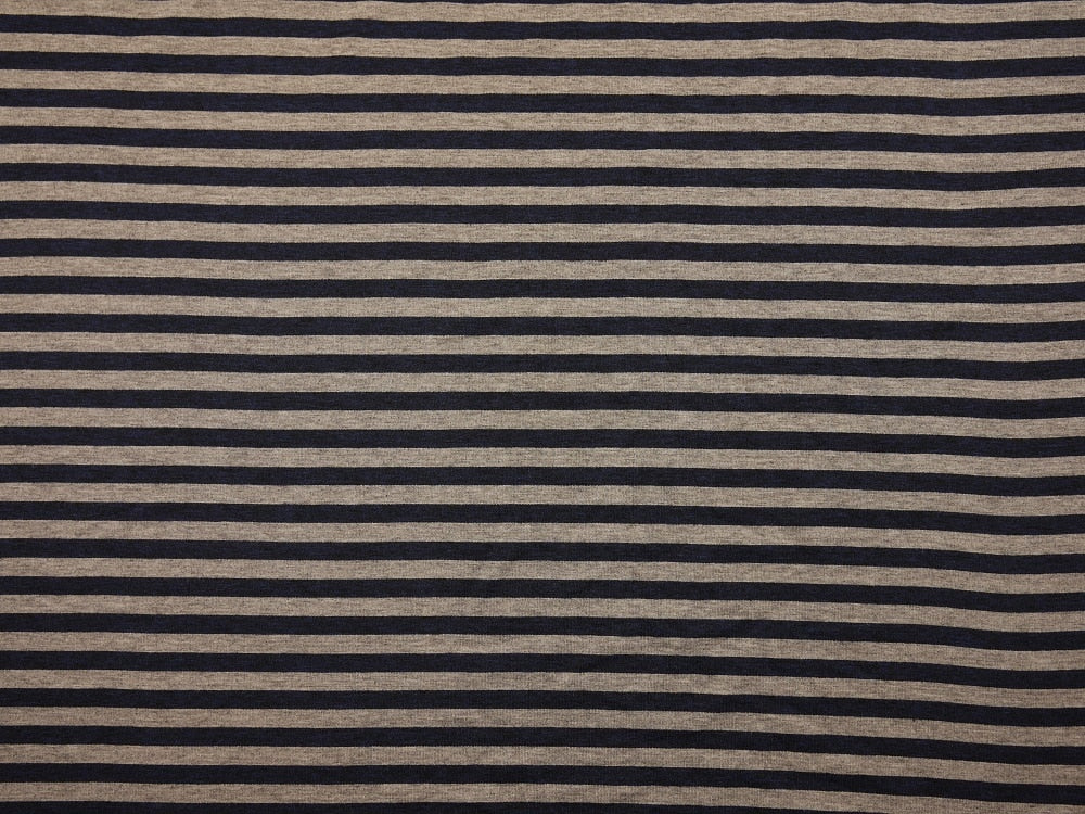 Single jersey Stripe Fabric - Navy/Grey
