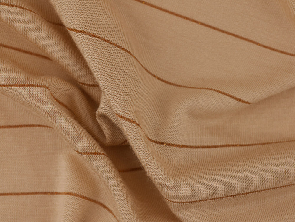 Single Jersey Stripe fabric - Beige/Gold