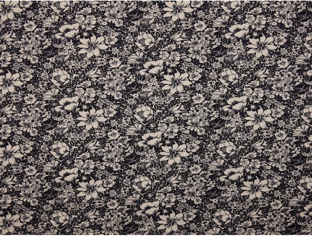 Printed Viscose Jersey - White Floral on Indigo