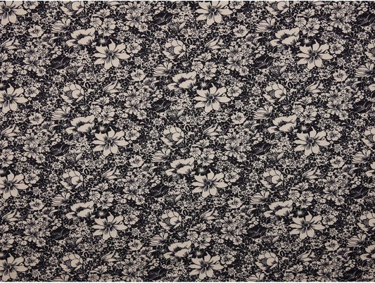 Printed Viscose Jersey - White Floral on Indigo