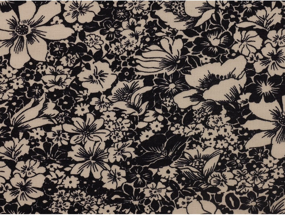Printed Viscose Jersey - White Floral on Indigo